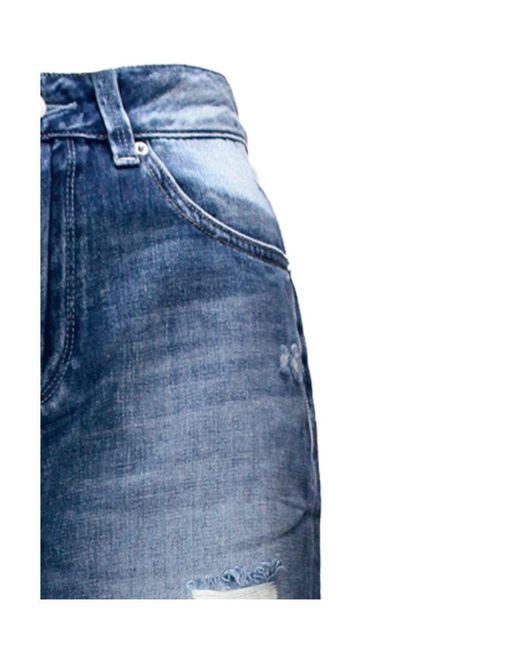 LIU REGALI Blue Faded Imitation Denim Trousers
