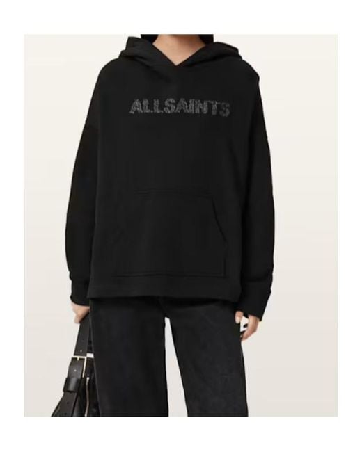 AllSaints Black Organic Cotton Pin-Detail Etienne Hoodie