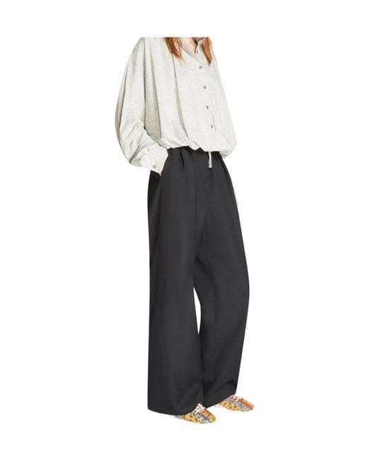 Dries Van Noten Gray Belted Pleated Trousers