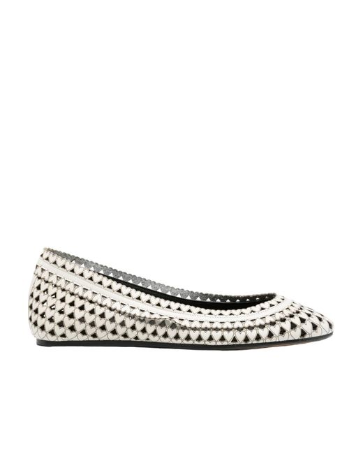 Isabel Marant White Woven Pattern Ballet Flats