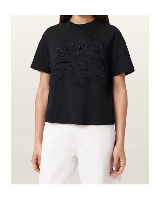 AllSaints Black Lisa Embossed Crew Neck T-Shirt