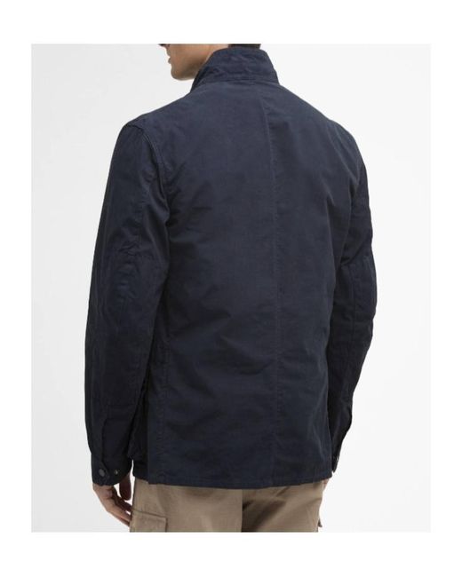 Barbour Blue High Neck Pocket Jacket for men
