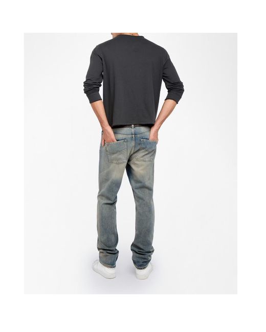 Zadig & Voltaire Gray Monsatir Henley Button-Detail Long-Sleeve T-Shirt for men