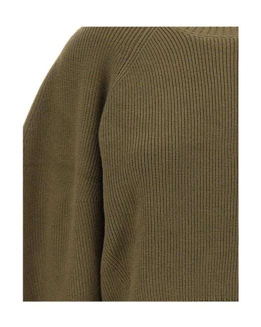 Kaos Green Balloon-Sleeve Knitted Sweater