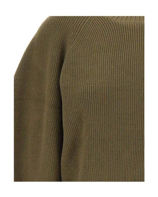 Kaos Green Ribbed Balloon-Sleeve Sweater