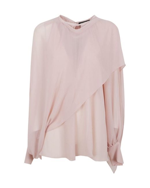 Gianluca Capannolo Pink Draped Long-Sleeve Top