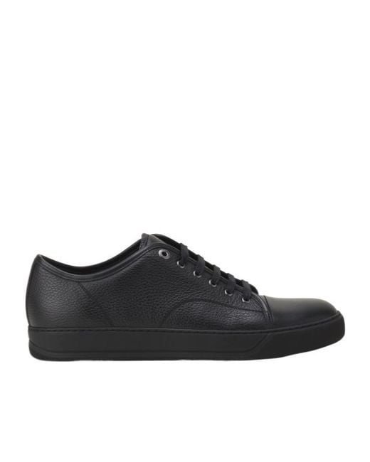 Lanvin Black Grained Leather Sneakers for men