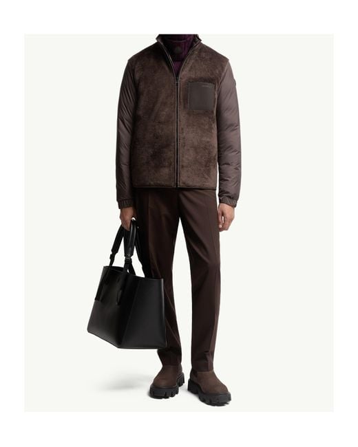 Moncler Brown Livra Reversible Teddy Short Down Jacket for men