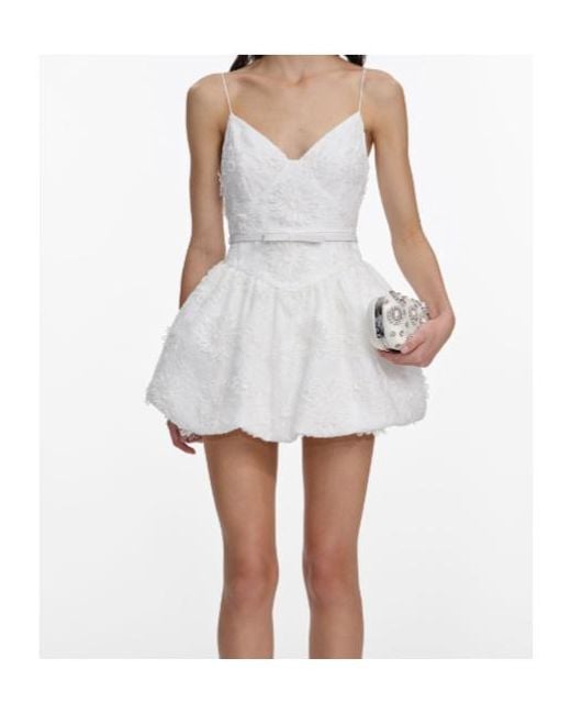 Self-Portrait White Floral Organza Mini Dress