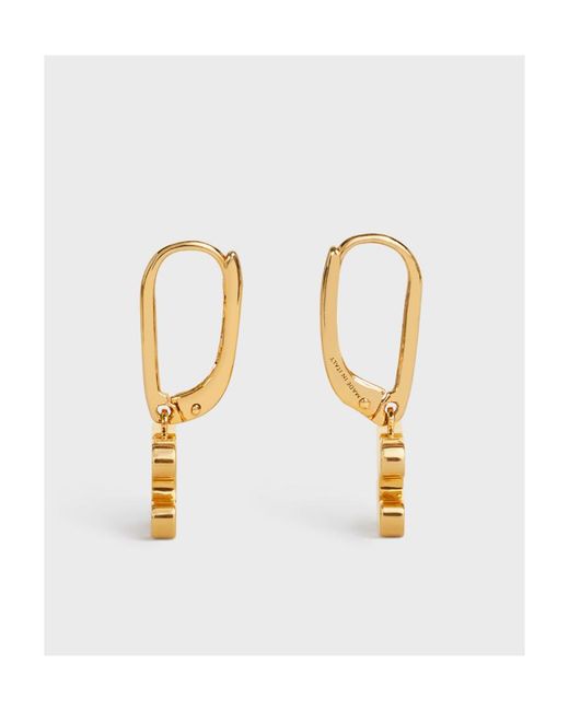 Céline Metallic Triomphe Rhinestone Earrings