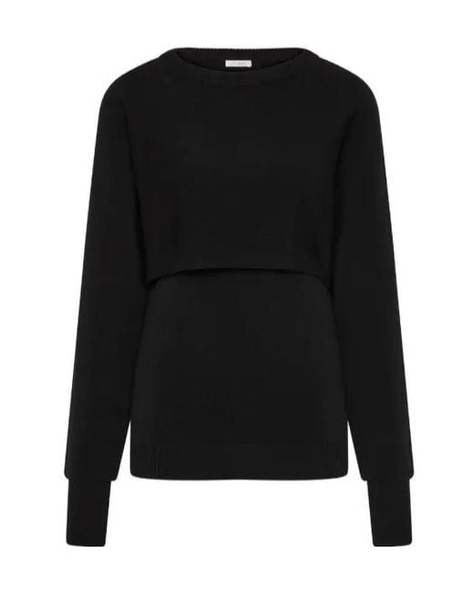 St. Agni Black Layered-Design Sweater