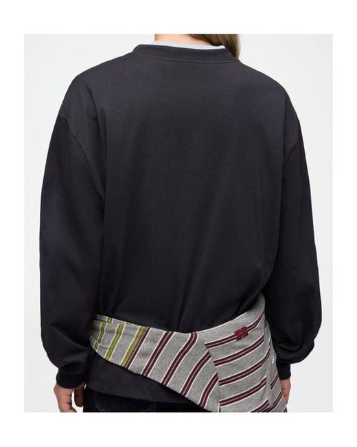 Ganni Black Basic Cotton Long Sleeve T-Shirt With Flower Print