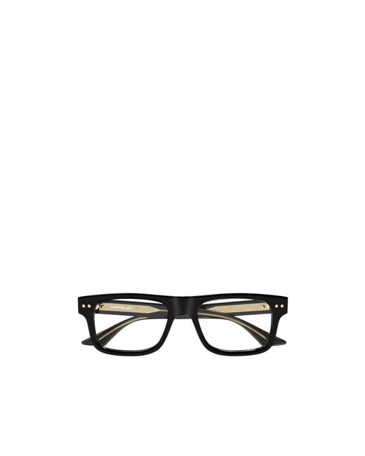 Montblanc White Eyewear Rectangle Frame Glasses for men
