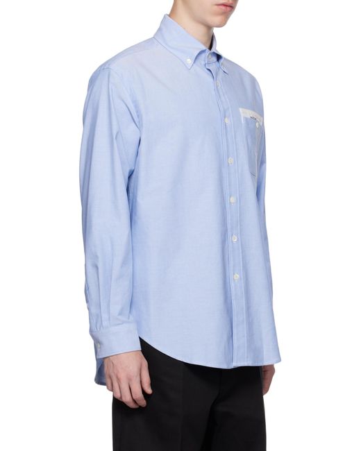 Palm Angels Blue Logo Printed Long-Sleeved Shirt for men