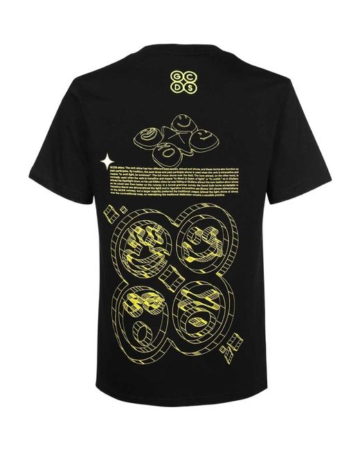 Gcds Black Graphic-Print Cotton T-Shirt for men