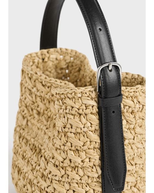 Totême White Small Belted Paper Raffia Tote