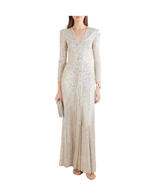 Jenny Packham White Eve Sequined Tulle Gown
