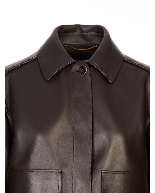 Agnona Black Long-Sleeve Leather Jacket