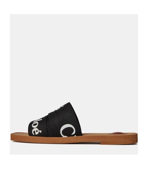 Chloé Brown Logo Slippers