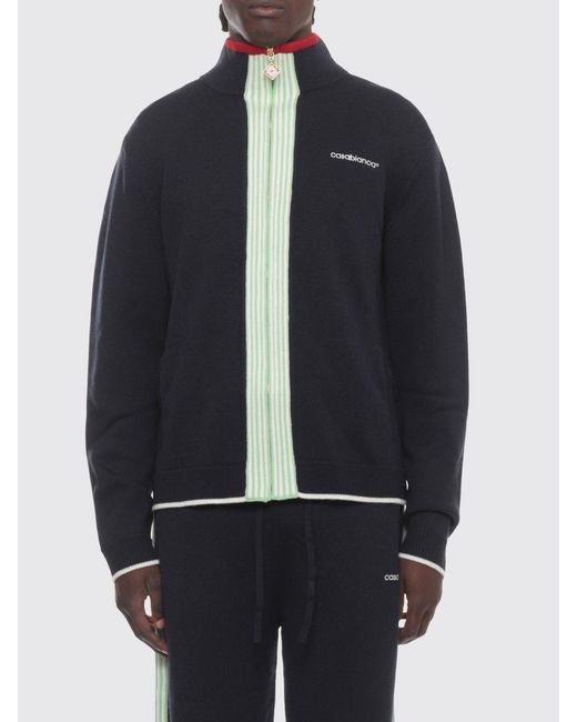 Casablanca Blue Logo-Embroidered Zip-Up Cardigan for men
