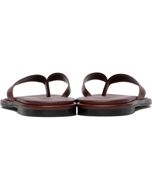 Aeyde Brown Contrast-Stitch Thong Sandals