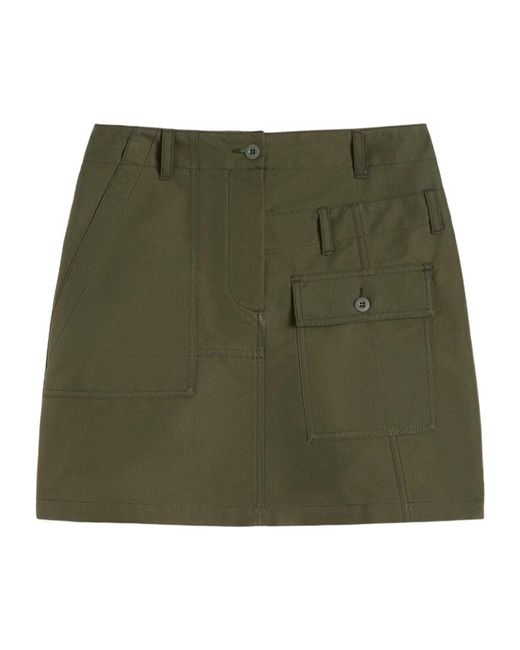 Weekend by Maxmara Green Water-Repellent Canvas Mini Skirt