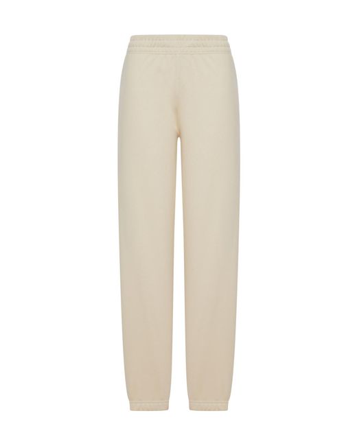 Burberry Natural Cotton Jogging Trousers With Check Applique