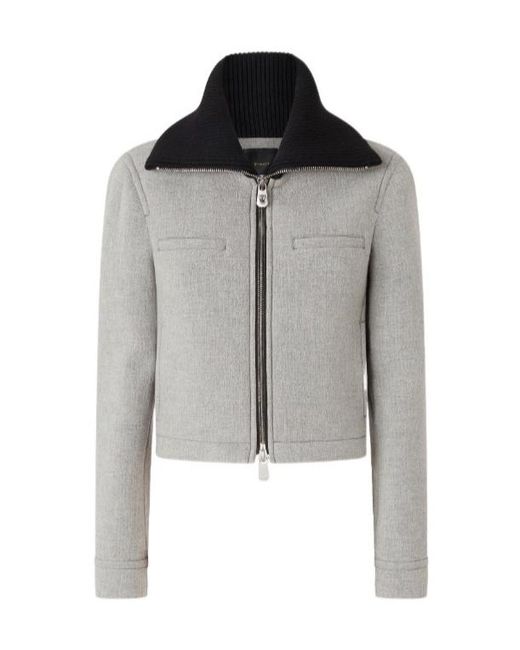 Pinko Gray Ribbed-Collar Jacket