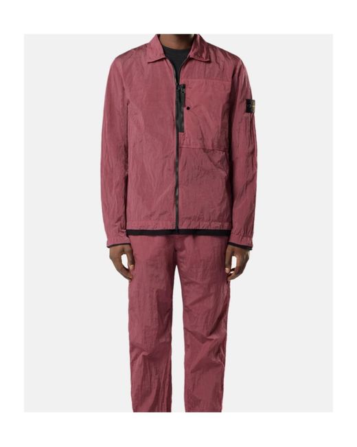 Stone Island Purple Regular-Fit Zip-Up Overshirt With Chest Pocket for men