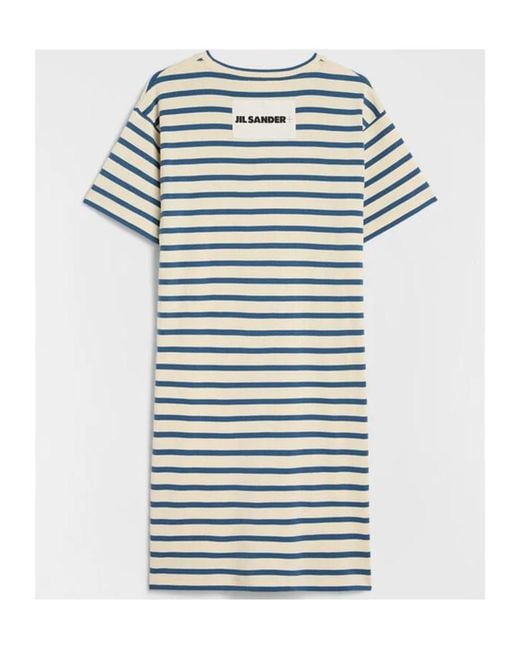 Jil Sander Gray Cotton Crew-Neck Dress
