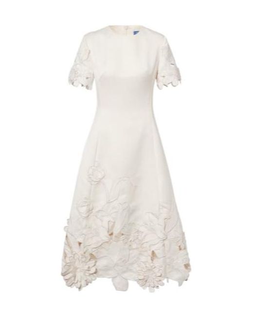 Leo White Caroline Floral-Appliqué Midi Dress