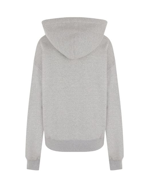 Jil Sander Gray Logo Patch Drawstring Hoodie
