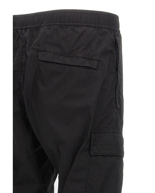 Stone Island Black Logo Patch Technical Cargo Pants for men