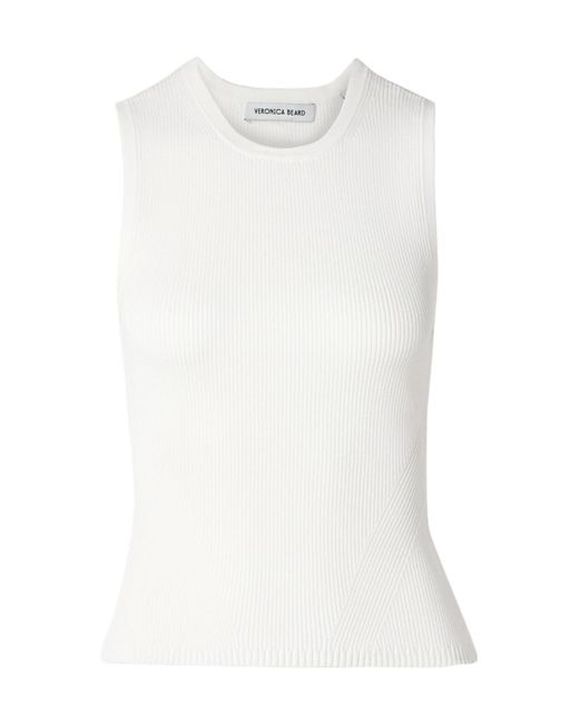 Veronica Beard White Ribbed Vest