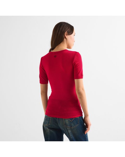 Versace Red Ribbed T-Shirt