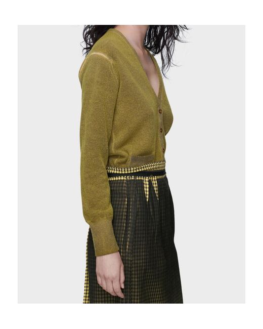 Maison Margiela Green Virgin Wool V-Neck Cardigan