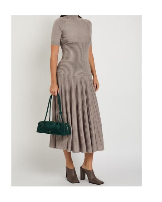 Alaïa Gray Ribbed Wool-Blend Top