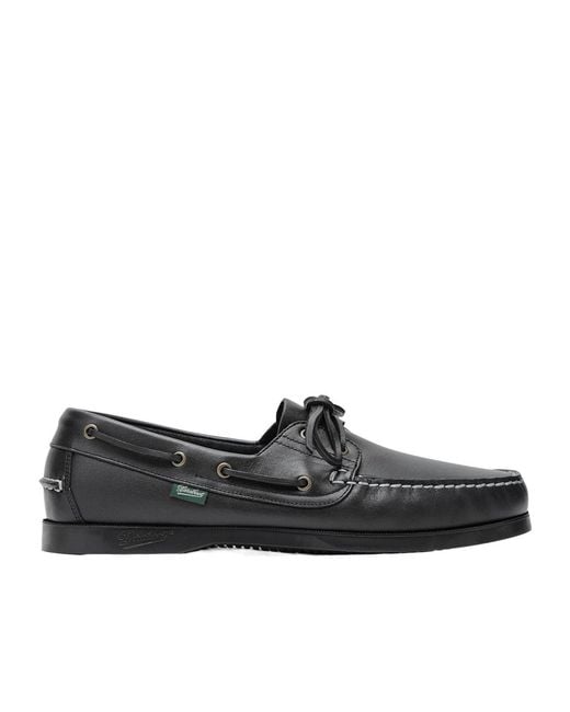 Paraboot Black Almond Toe Lace-Up Shoes for men