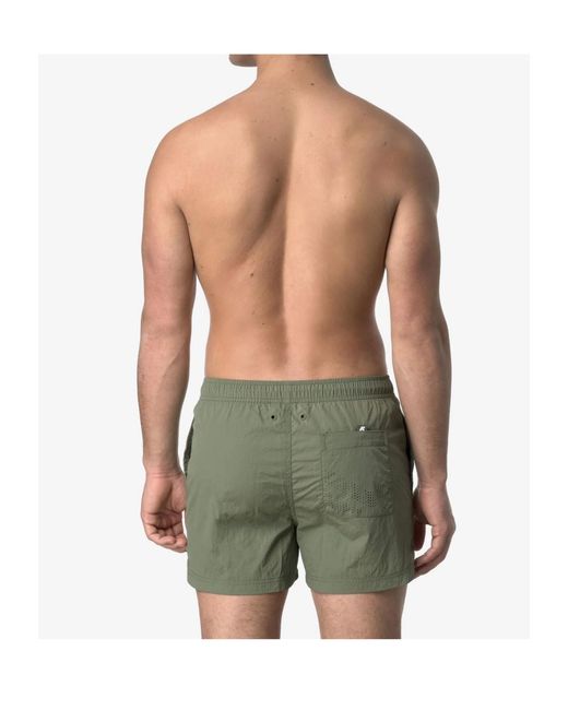 K-Way Green Drawstring Waist Swim Shorts for men