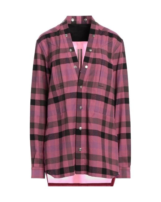 Rick Owens Purple Checked Shirt