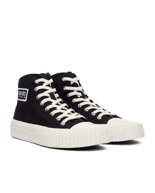 KENZO Black Embroidered Logo Patch High Upper Board Shoes for men