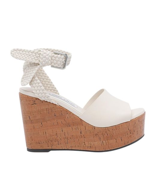 Jimmy Choo White Jori Braided Buckle Detailed Sandals