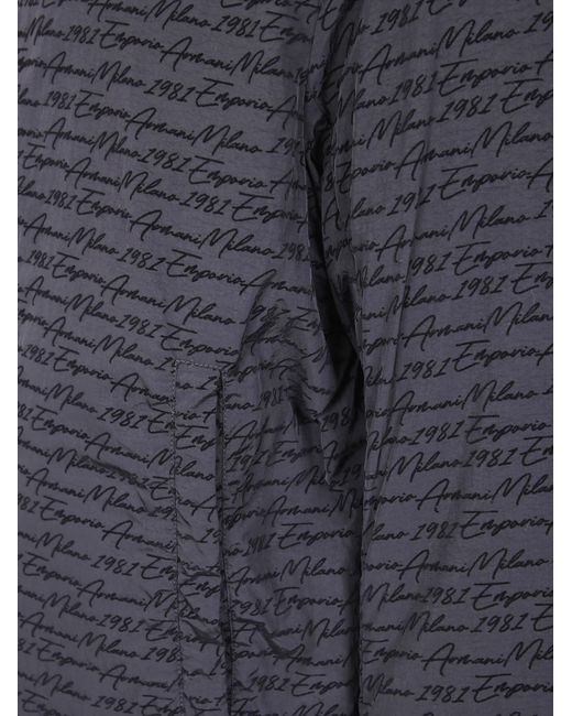 Emporio Armani Blue Logo Printed Zipped Bomber Jacket for men
