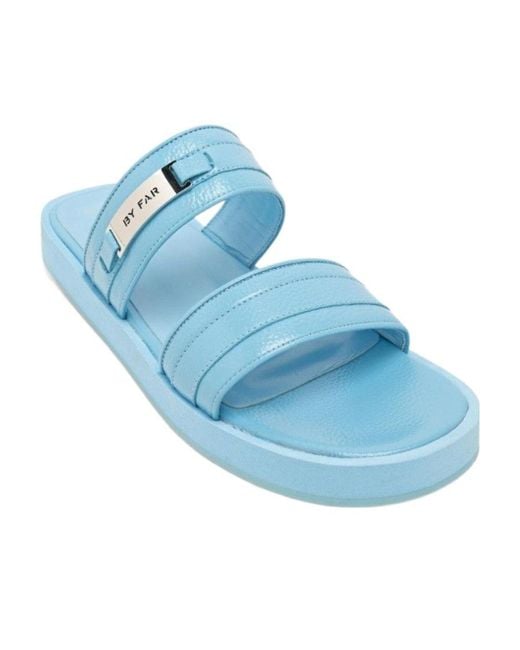 By Far Blue Grained Leather Sandals