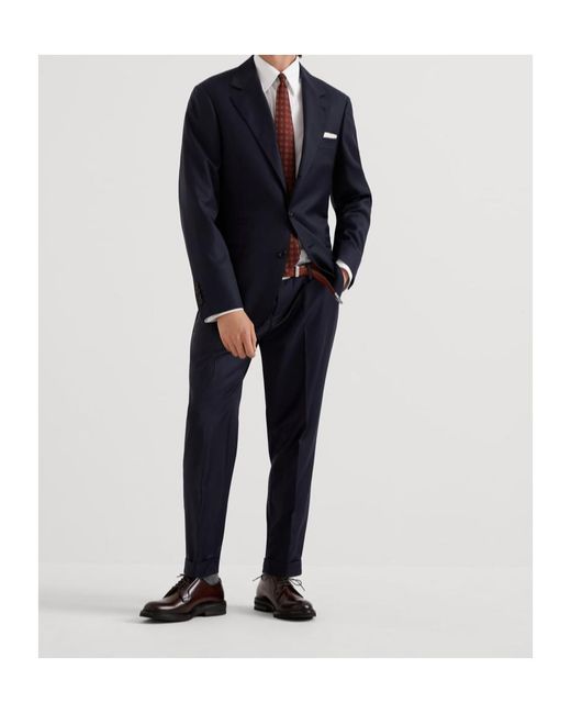 Brunello Cucinelli Blue Single-Breasted Virgin-Wool Blazer for men