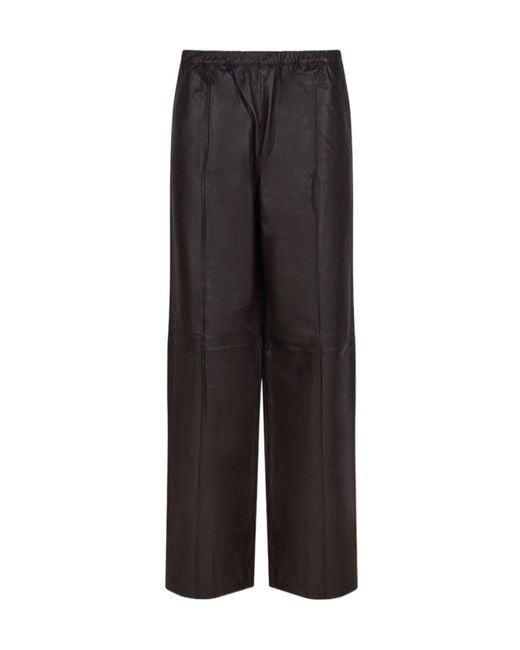 SELECTED Black Leather Palazzo Trousers