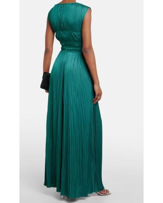 Ulla Johnson Green Delia Pleated Satin Gown