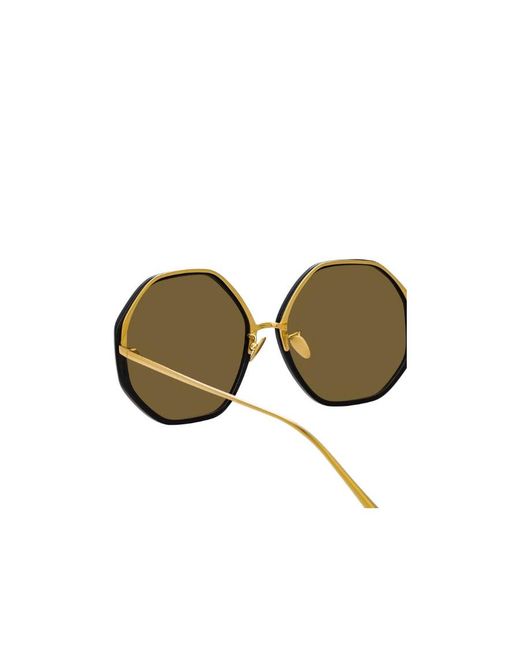Linda Farrow Metallic Hexagonal Frame Sunglasses for men