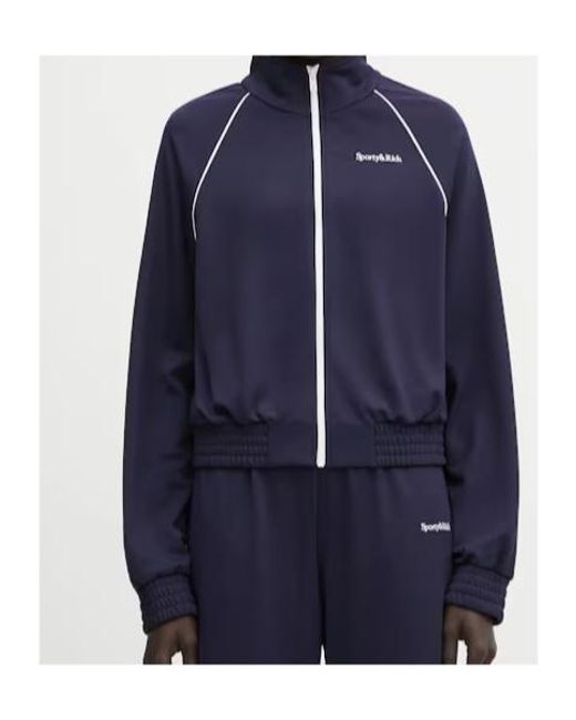 Sporty & Rich Blue Sweatshirt Serif Logo Retro Track