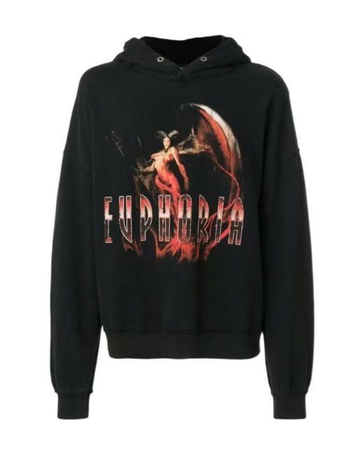 M I S B H V Black Printed Hooded Sweatshirt for men